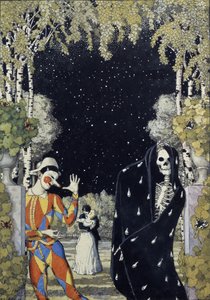 Arlekin i śmierć, 1907 autorstwa Konstantin Andreevic Somov