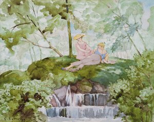Kochankowie w krajobrazie autorstwa Konstantin Andreevic Somov
