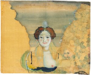 Młoda dama z ogrodem za nią. autorstwa Konstantin Andreyevich Somov