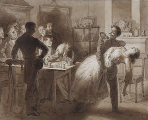Ilustracja do wiersza Żona skarbnika Tambowa M. Lermontowa, 1862 autorstwa Konstantin Dmitrievich Flavitski
