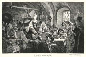 Rosyjskie wesele (rycina) autorstwa Konstantin Egorovich Makovsky