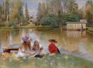 Dzieci nad jeziorem - Makowski, Konstantin Jegorowicz autorstwa Konstantin Egorovich Makovsky