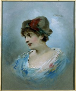 Portret baletnicy Marie Petipa (1857-1930) (Portret tancerki baletowej Marie Petitpa). Obraz Konstantina Jegorowicza Makowskiego (Konstantyna Makowskiego) (1839-1915), olej na płótnie, ok. 1900 r. Sztuka rosyjska XX wieku. Państwowe Muzeum Teatru i Mus autorstwa Konstantin Egorovich Makovsky