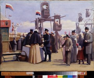 Stoiska Targów Moskiewskich. (stoiska targowe w Moskwie). Obraz Konstantina Jegorovicha Makovsky