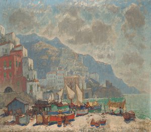 Widok Amalfi w świetle poranka, autorstwa Konstantin Ivanovich Gorbatov