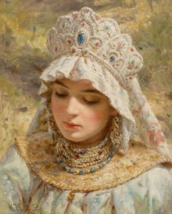 Konstantin Makovsky (attr) Dziewczyna z Kokoshnikiem