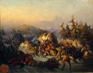 Rosyjscy Kozacy atakują tranzytowe wojska francuskie autorstwa Konstantin Nikolayevich Filippov