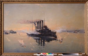 Krążownik Askold w bitwie na Morzu Żółtym 10 sierpnia 1904 r autorstwa Konstantin Veshchilov