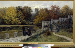 Park Łazienkowski (Warszawa, Polska). Obraz Konstantina Yakovlevich Kryzhitsky (1858-1911), olej na płótnie