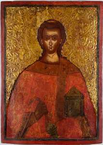 Święty Wawrzyniec (św. Wawrzyniec) - Ikona Konstantinosa Adrianoupolitisa (czynny XVII w.), tempera na drewnie autorstwa Konstantinos Adrianoupolitis