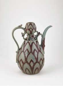 Ewer, połowa XIII w. (kamionka z miedziano-czerwonym pigmentem i białym poślizgiem pod seledynową glazurą) autorstwa Korean School
