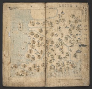 Dodaj lub. 13138, nr 3 Chŏlla-do, z „Yŏjido” (Atlas) 1726-86 (tusz i kolor na papierze) autorstwa Korean School