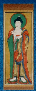 Budda Tathagata, koniec XIX wieku (wiszący zwój; tusz i kolor na papierze) autorstwa Korean School
