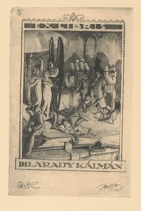 Kálmán Arady ma ekslibris Ekslibris dr. Kálmán Arady (tytuł na obiekcie)