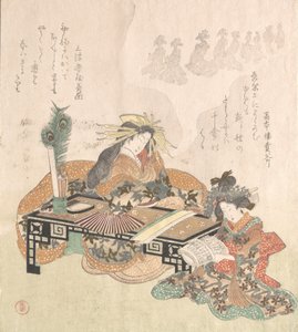 Kurtyzana śni o procesji noworocznej, 1814. autorstwa Kubo Shunman
