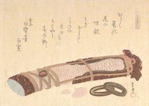 „Rękojeść miecza” z serii Siedmiu Rycin dla Koła Poezji Shofudai, 1810. autorstwa Kubo Shunman