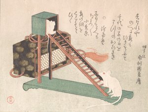 Bawiące się białe myszy, prawdopodobnie 1816. autorstwa Kubo Shunman