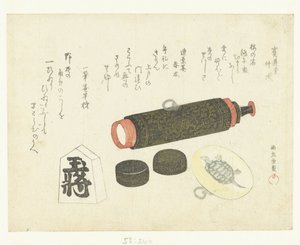 Tes Cope, Netsuke Plan d Kaligrafia Pied Back autorstwa Kubota Shunman