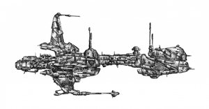 Skomplikowany statek kosmiczny z gatunku science fiction autorstwa Kulik
