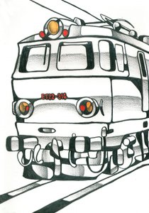 Stylizowany pociąg elektryczny autorstwa Kulik