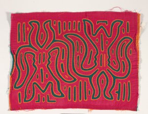 Panel koszuli (mola), ok. 1950 r. (bawełna z aplikacjami) autorstwa Kuna Indian Culture