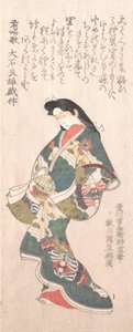 Kolekcja wiosennego deszczu Harusame shu, obj. 1: Kurtyzana w stylu Genroku, prawdopodobnie 1810. autorstwa Kuninao