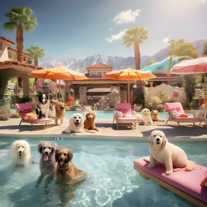 Impreza przy basenie Hunde w Palm Springs 3
