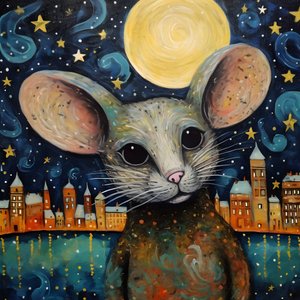 Portret mysiego zwierzęcia Gwiaździsta noc 3