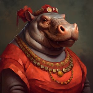 Portret starożytnej republikańskiej samicy hipopotama 2