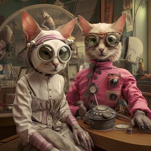 Dwa antropomorficzne koty, Tomcat i Cat, Kubrick Ian Synthetic 1