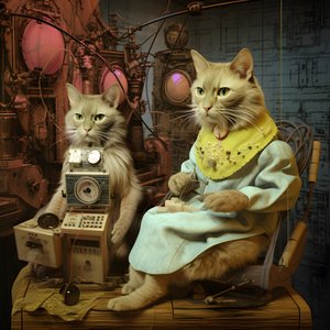 Dwa antropomorficzne koty, Tomcat i Cat, Kubrick Ian Synthetic 2