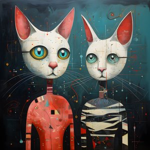 Dwa antropomorficzne koty, Tomcat i Cat, Kubrick Ian Synthetic 3