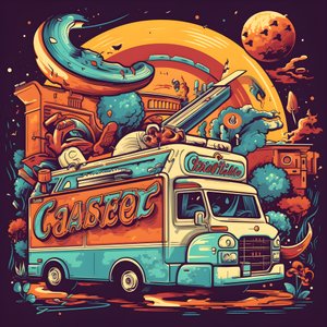 plakat wydarzenia artystycznego dla food trucków w skateparku w Północnej Kalifornii 1