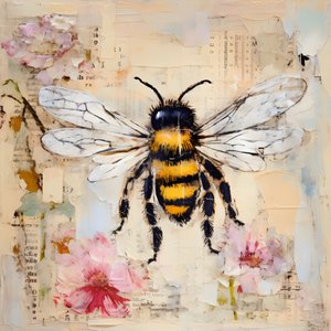 ilustracja pszczoły w technice pastelowego oleju impasto 1