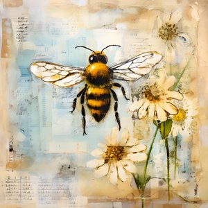 ilustracja pszczoły w technice pastelowego oleju impasto 3