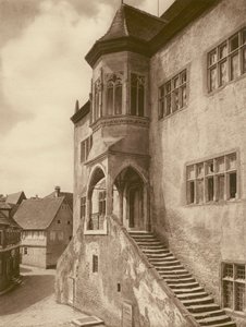 Dettelbach a Main, Ratusz; Dettelbach nad Menem, Ratusz (zdjęcie czarno-białe) autorstwa Kurt Hielscher