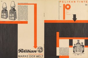 Reklama Merz 11 Pelican Ink, 1924. autorstwa Kurt Schwitters