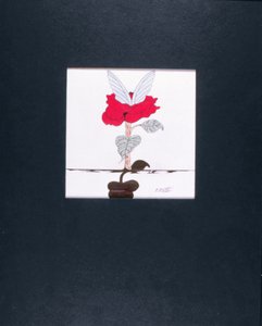 Kwitnący anioł, 2005 (kolorowy ołówek i czarny tusz na papierze)