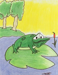Lily Pad Frog, 2005 (kolorowy ołówek na papierze)