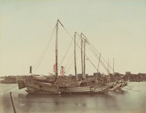 Japońskie dżonki, ok.1880 autorstwa Kusakabe Kimbei