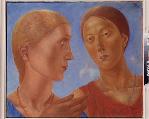 Dwoje z nich. Obraz Kuzmy Sergeevich Petrov Vodkin (Petrov-Vodkin) (Kouzma Petrov Vodkin) (Petrov-Vodkin) (1878-1939), olej na płótnie autorstwa Kuzma Sergeevich Petrov Vodkin