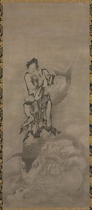 Hotei z taoistycznymi nieśmiertelnymi: nieśmiertelny karpi