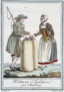 Mieszkańcy Egelshaïm koło Strasburga - w „Encyklopedii podróży” J. Grasset St Sauveur, Deron, Paryż