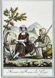 Mężczyzna i kobieta z Wogezów - w „Encyklopedii podróży” J. Grasset St Sauveur, Deron, Paryż autorstwa L.F. Labrousse