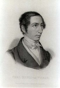 Portret Carla Marii von Webera (1786-1826) niemieckiego kompozytora (grafika) (zdjęcie czarno-białe) autorstwa L. Holle