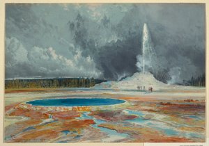 Nadruk, Castle Geyser, Upper Geyser Basin, Park Narodowy Yellowstone autorstwa L. Prang and Company