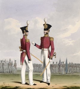 Oficerowie polowi Royal Marines, tablica 2 z "Kostium Royal Navy and Marines", rytowana przez artystów, ok. 1830-37