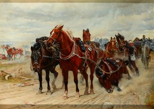 Patient Heroes, Royal Horse Artillery Gun Team w akcji, 1882 ok autorstwa Lady Butler