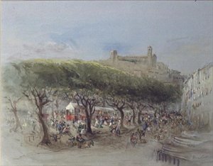 Targ, Cannes (akwarela) autorstwa Lady Honoria Cadogan