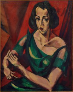 Portret kobiety (kobieta w zielonej sukni) autorstwa Lajos Tihanyi